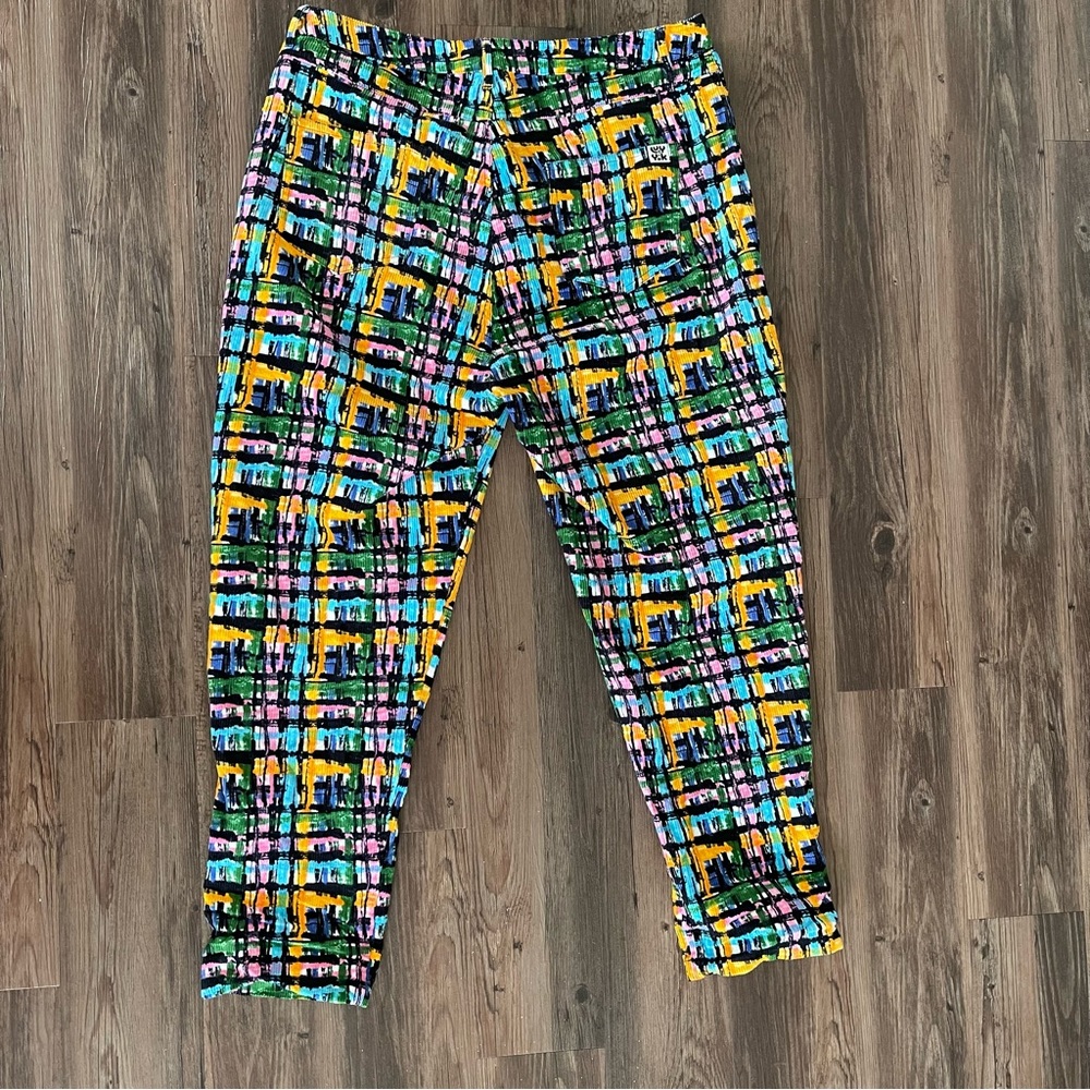 Lucy & Yak Multi-Color Abstract Plaid Straight Leg Pants - Picture 2 of 7